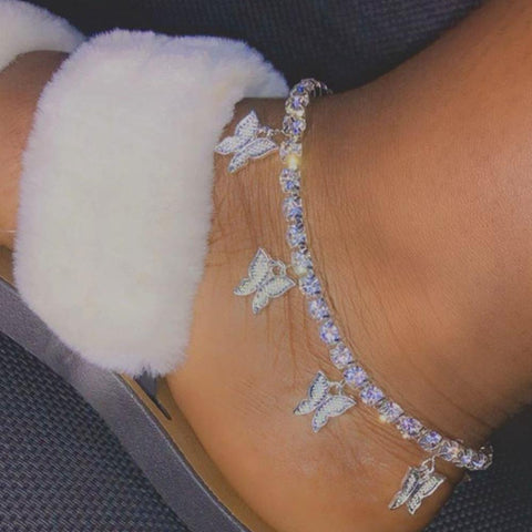 INS Fashion Butterfly anklet Rhinestone