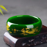 Natural Jade Bangle Bracelet Hand-Carved